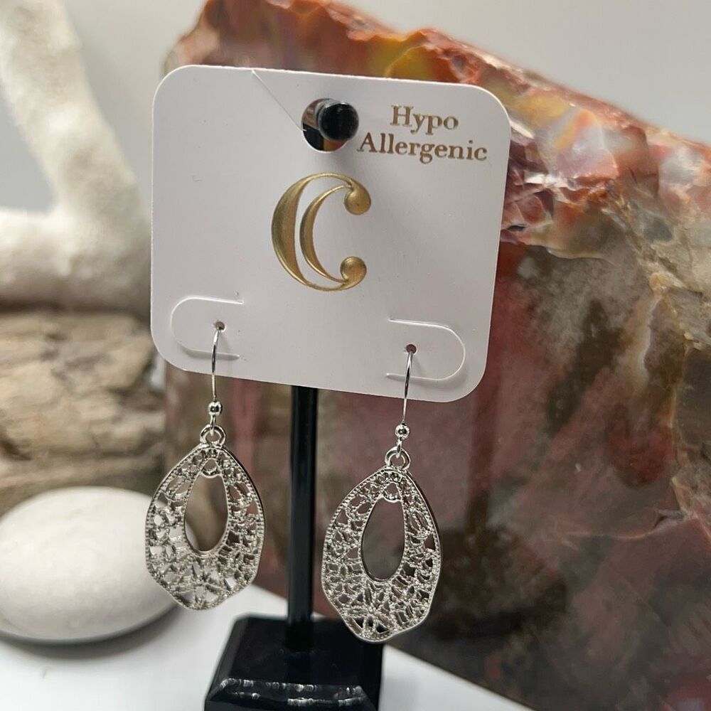 Charming Charlie Silver Dangle Filligree Earrings - Picture 11 of 12